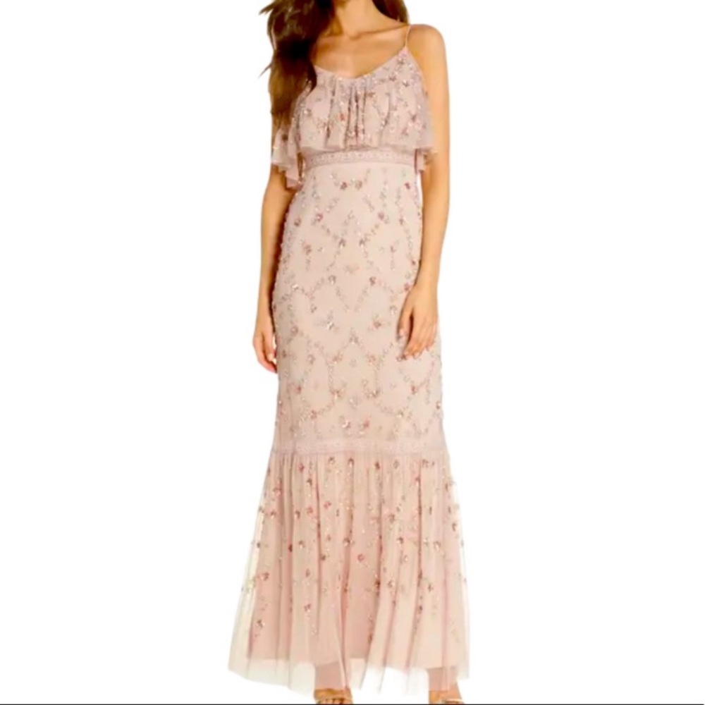 Adrianna Papell cold shoulder flutter sleeve gown - Picture 9 of 13